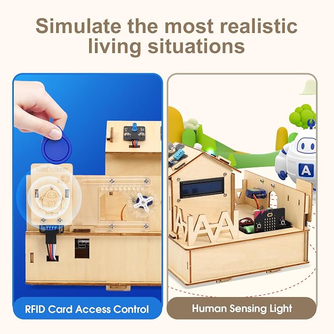 STEM Kits for Kids Age 12+, ACEBOTT Smart Home Basic Starter Kit(Included Micro:Bit), STEM Toys Compatible with Makecode, Coding Set with House Building, Sensors & App Control, for Boys and Girls