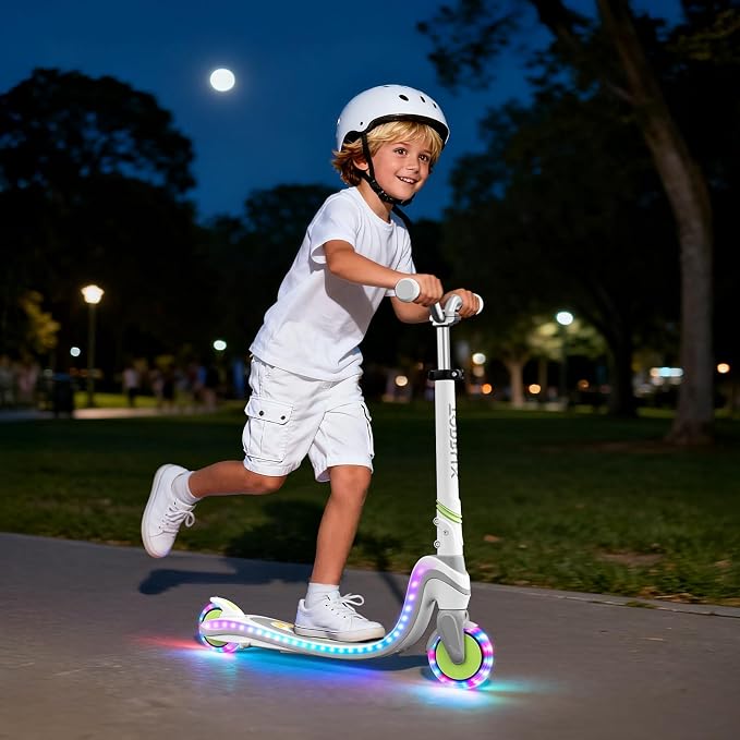 Tonbux Scooter for Kids with Light-Up Wheels & Deck, Adjustable Heights 2 Wheel Kids Scooters for Kids 5-7, Toddler Scooters with 4 Lighting Modes Deck
