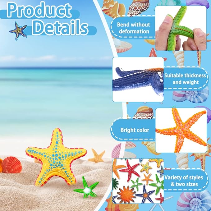 YUJUN 16 Pieces Big Diving Pool Toys, Beach Colorful Starfish Summer Swimming Underwater Pool Toys Soft Rubber Dive Throw for Kids Birthday Swimming Pool Party Favors Fish Tank Stuffer (2 Sizes)
