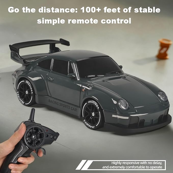 1:24 Scale RC Drift Car with LED Lights, 25km/h 4WD High Speed, Dual Batteries 50+ Min Play, 2.4GHz Remote Control, Multi-Surface Drift Tires, Racing Toy Vehicle for Adults Boys Girls, Royal Enforcer