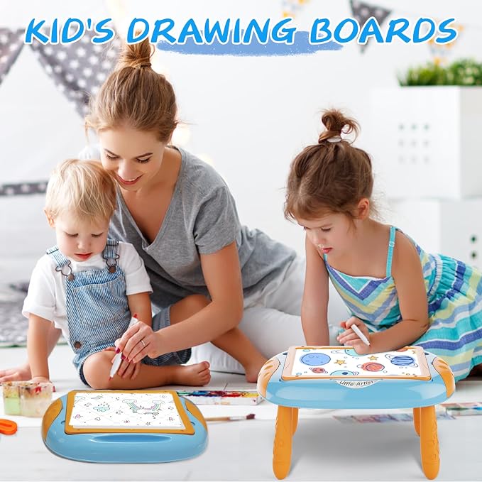 MAYESAR Toy for 1-2 Year Old Boys,Toddlers Toys with Magnetic Letters and Numbers, Art Easel for Kids 1 2 Year Old, Boy Birthday Christmas Gifts (Blue,Orange)