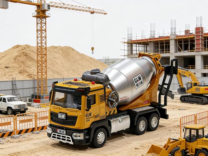 Construction Trucks Toy 1:40 Semi-Alloy Simulation Model Lights & Sounds Educational Engineering Vehicle for Kids Mixer Truck