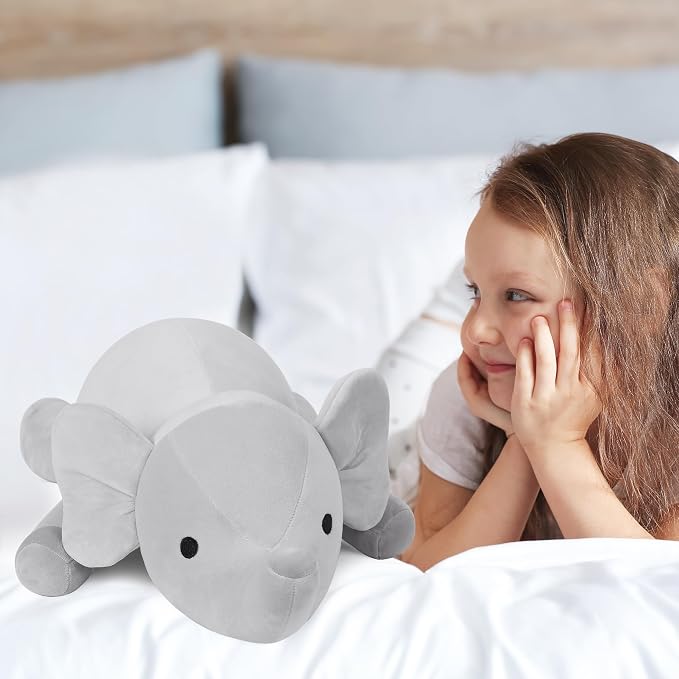 WeBingo 4.2 lbs Elephant Weighted Stuffed Animals, 24" Weighted Elephant Plush Toy Weighted Plush Animal Throws Pillows Gifts for Kids & Adults