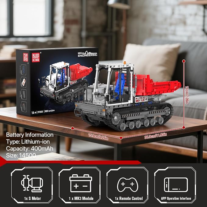 Mould King Technik Crawler Dump Truck Building Sets, 17083 APP Programmable Construction Large Vehicle Model Set, Track-Type Dump Truck Building Set for Adult(1105 Pcs)