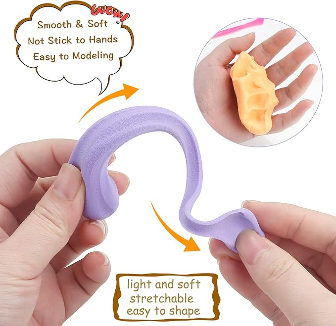 Air Dry Clay Kit for Kids – 50 Colors 15g Each, Non-Toxic Modeling Clay Set with 3 Sculpting Tools, DIY Arts & Crafts Supplies, Ideal Gift for Birthday, Christmas, Halloween (Ages 3+)