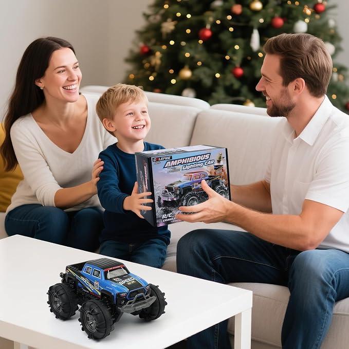QXHOL Waterproof Monster Truck Gesture RC Car, 4WD Amphibious Hand Controlled Remote Control Toy for Kids, All-Terrain Off-Road Vehicle for Boys Ages 6-7 8 9 10 11 12 Year Old, Present
