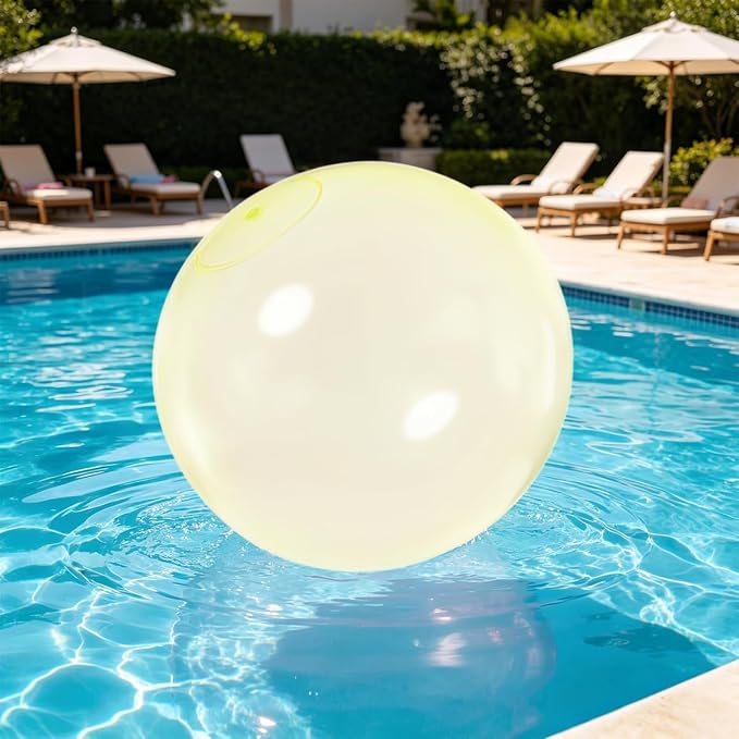 32 Inch Giant Water Bubble Ball for Adults Teenagers Giant Inflatable Water-Filled Ball Soft Rubber Ball for Outdoor Pool Beach Garden Yard Games (Yellow)