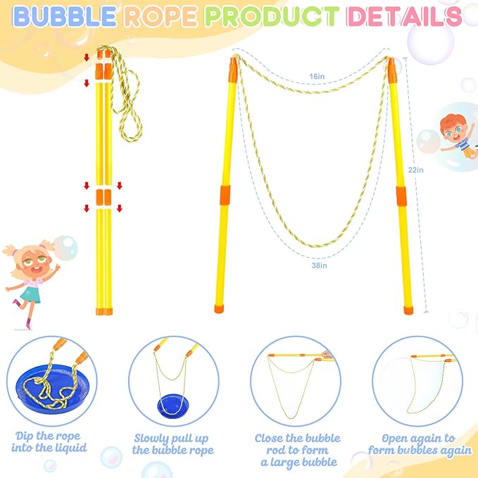 REZUCREY 27 Pcs Big Bubble Wands Toys Set, Giant Bubble Wands with Tray for Kids Summer Outdoor Toys Bubbles Party Favors Bubbles Maker Bulk for Kids Toddlers Boys Girls Age 3 4 5 6 7 8+