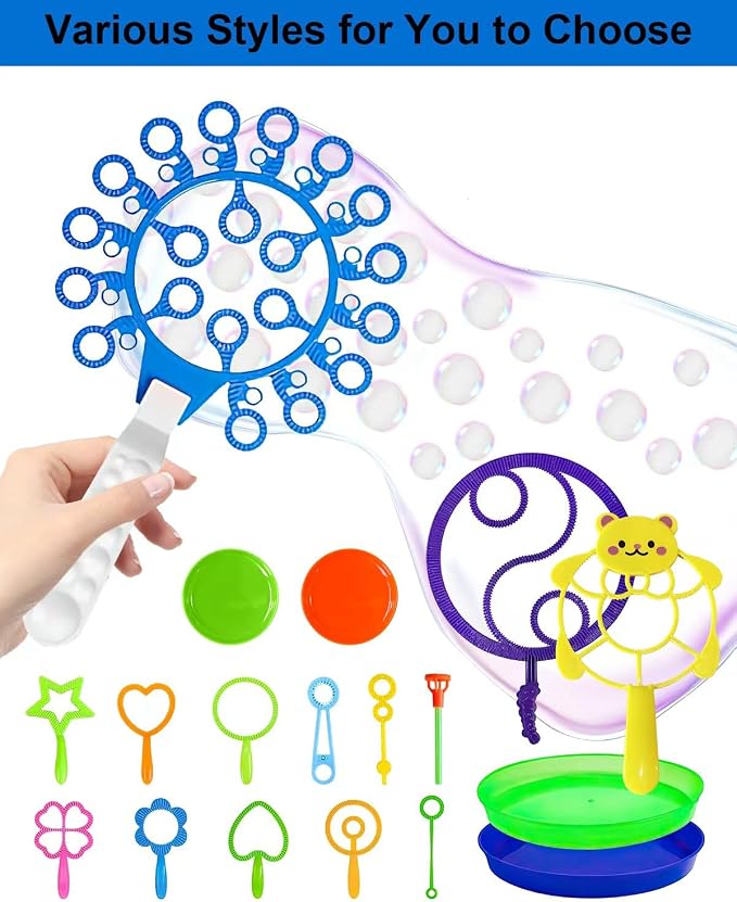 UniStylar Big Bubble Wands, Giant Bubble Wands Set Bulk with Tray for Kids Adults, Summer Outside Activities Large Bubble Toys, Huge Birthday Party Favors Games, 23 Pcs