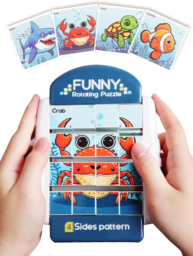 16-Piece Rotating Puzzles for Kids 4-6, Toddlers Puzzles 2-4, Road Trip, Airplane Activities Game, Travel Toys - Brain Teaser, Fine Motor Skills, Birthday Gifts Boys & Girls