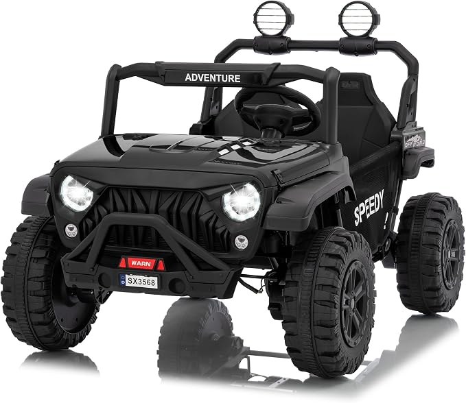 Garvee 24V Kids Electric Ride On Car with 4 x 45W Powerful Motors, Parent Remote Control & Manual Driving, Safety Speed 3-5 MPH, MP3 Player, Smooth Start, for Ages 3-8, Black