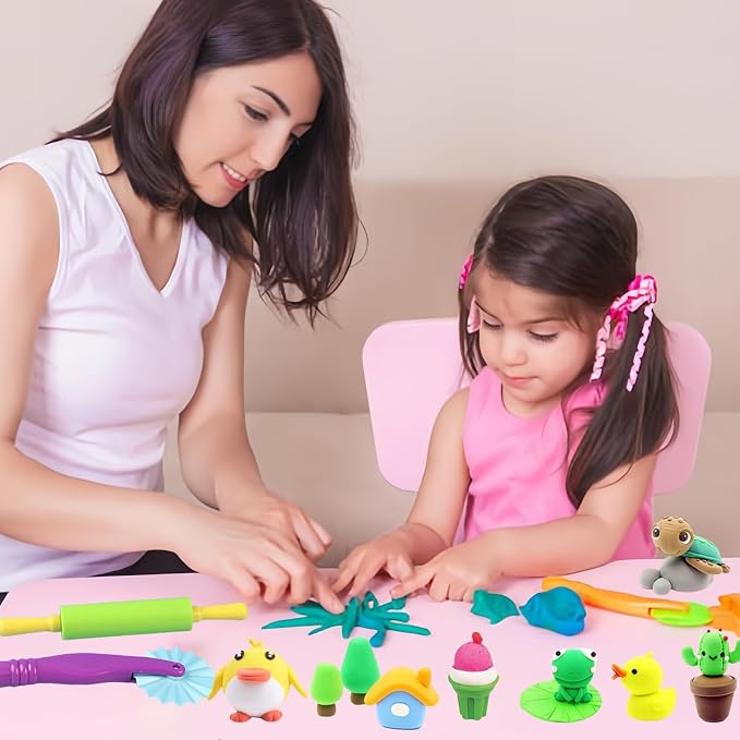 Clay and Dough Tools 6 Pieces Basic Dough Tool Set for Kids, Variety of Rolling Pins, Rollers, Cutters