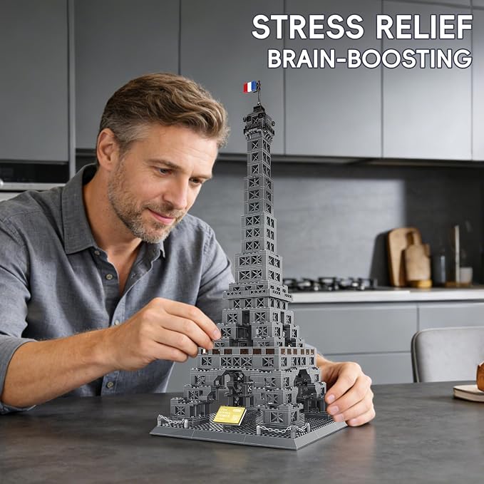 Eiffel Tower Building Set 976 Pieces Paris Architecture Model Kit with French Flag & Nameplate, Romantic France Landmark Souvenir Gift 3D Construction Puzzle for Adults & Teens