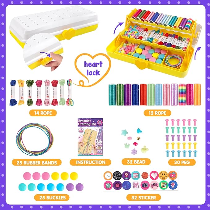 TingingYuli Friendship Bracelet Making Kit for Girls Ages 8-12, DIY String Bracelet Maker with 3-Layer Storage Box, Jewelry Making Kit Arts and Crafts Toy Gift for Kids Ages 6-12