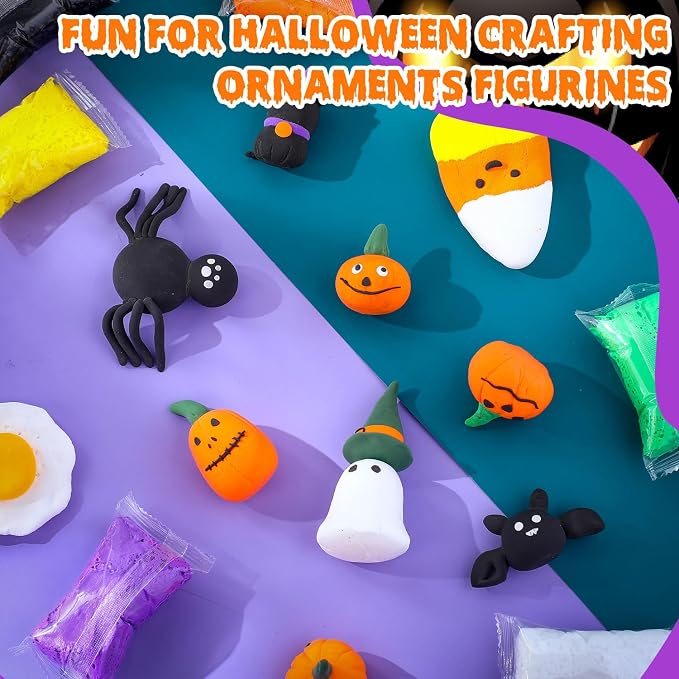 WinnerWhy 72 Pcs 38oz Air Dry Clay Modeling Magic Ultra Light Modeling Clay for Kids DIY for Sculpting Air Dry School Gift(Halloween Color)