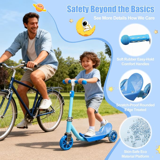Kick Scooters for Kids 3-5 5-7 Years Age - Handlebars Flexible Steer,Height Adjustable,Stable Light Up Three Wheeled Toddler Scooter for Boy & Girl,Indoor Outdoor Kid Child Toy Gift
