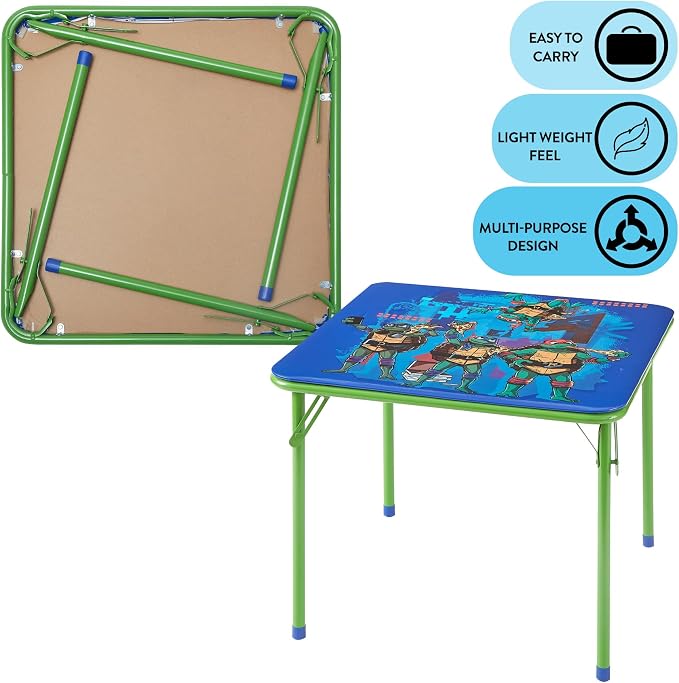 Teenage Mutant Ninja Turtles 3 Piece Children's Activity Square Table and 2 Folding Chairs Set, Ages 3+