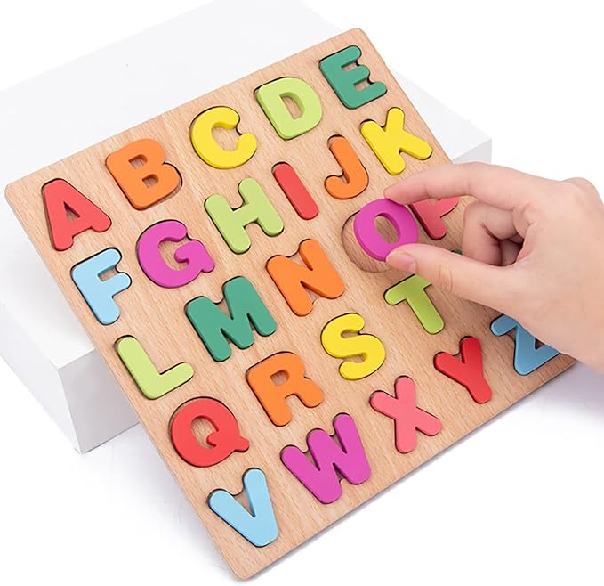Wooden Puzzles for Toddlers 3-5, Boys & Girls, Montessori Toddler | 3 in 1 Wooden Puzzle, Alphanumeric Graphics Cognitive, for toddlers 3-5 make, natural wood, gift for a birthday