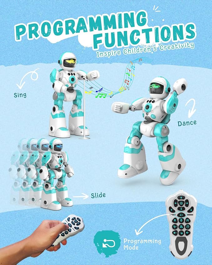 Toys for 3-8 Year Old Boys and Girls, Rechargeable Robot Toys for Kids with Recording Voice, Programming, Gesture Sensing, Singing, Dancing, RC Robot Birthday Gifts for Boys and Girls