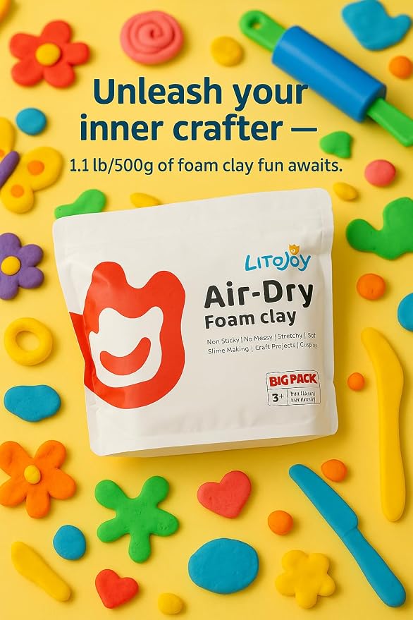 Green Air Dry Foam Clay 1.1lbs/500g - Soft Modeling Clay for Art Projects, Cosplay Props, DIY Crafts (Light Weight & Easy to Use)