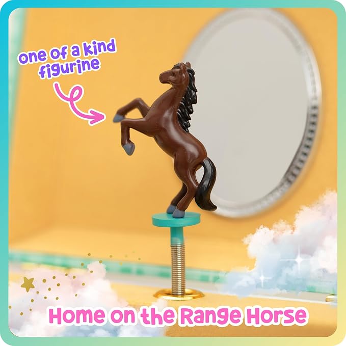 Giggle & Honey Musical Horse Jewelry Box for Girls - Kids Dancing Horse Music Box with Mirror, Horse Gifts for Little Girls, Childrens Birthday Gift, Ages 3-10