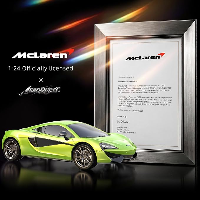 AEROQUEST McLaren Remote Control Car,Officially Licensed MCLAREN 570S,1:24 Scale Toy Car for Kids,Electric Sport Racing Hobby RC Cars,Birthday Gift for Boys and Girls（Green）