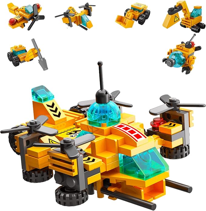 136-Piece Urban Engineering Building Blocks Set - Build 7 Cool Models: Construction Airplane, Vehicles, Submarine & More | STEM Toys for Kids Ages 6-12 | Creative Gift for Boys & Girls