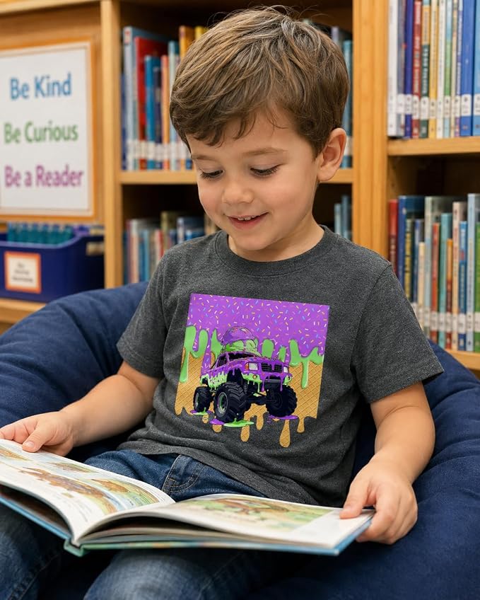 Lovekider Cotton Shirt for 3-6T Boys Truck Dinosaur Toddler Kids T-Shirt Short Sleeve Excavator Construction T-Rex Tee Shirts