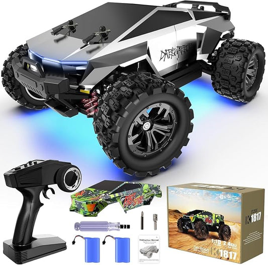 Fast RC Cars for Adult, 1:18 Fast Remote Control Car 40KMH, 2.4GHz High Speed RC Truck 4WD, Waterproof Monster RC Truck with 2 Rechargeable Batteries, Birthday Gifts for for 8+ Year Old Boys Adults
