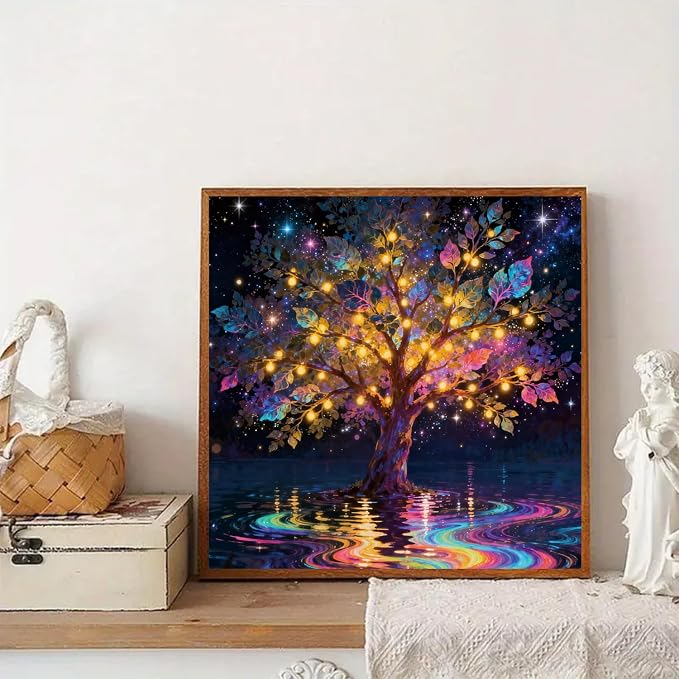 Paint by Numbers for Adults and Kids Beginner, Tree of Life Painting by Number Kits On Canvas Number Artist Paint by Number Kit Oil Painting Acrylic Paints Home Wall Decor Gift 13.7X13.7 inch