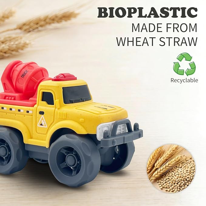 Aigitoy 2 Pack Toddler Cars for 1-3 Years, Dump Truck & Mixer Truck | Construction Vehicles, NO BPA, Phthalates, PVC, Recycled Plastic, 18M+ Outdoor Toys, Xmas Birthday Gift for Boys Girls