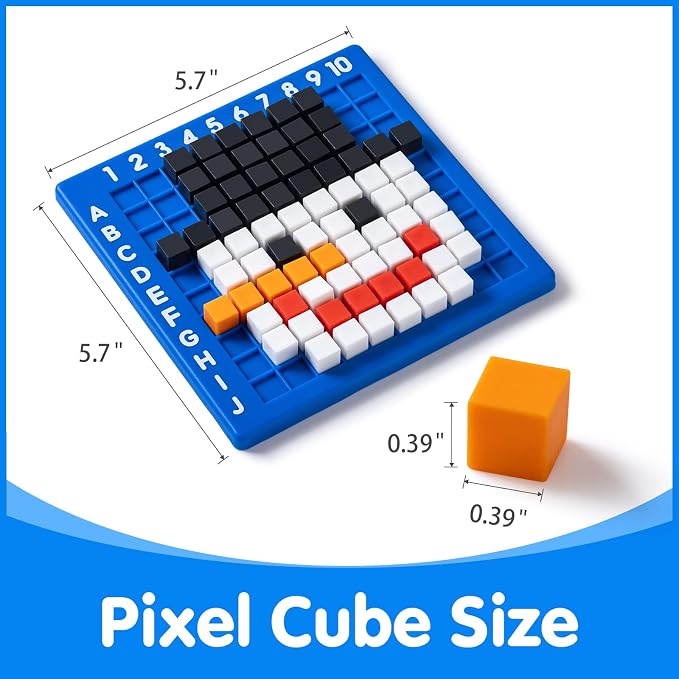 Pixel Art Challenge Kit for Kids - 400PCS Pixel Cubes in 10 Vibrant Colors | STEM Toy for Fine Motor Skills & Kindergarten Learning