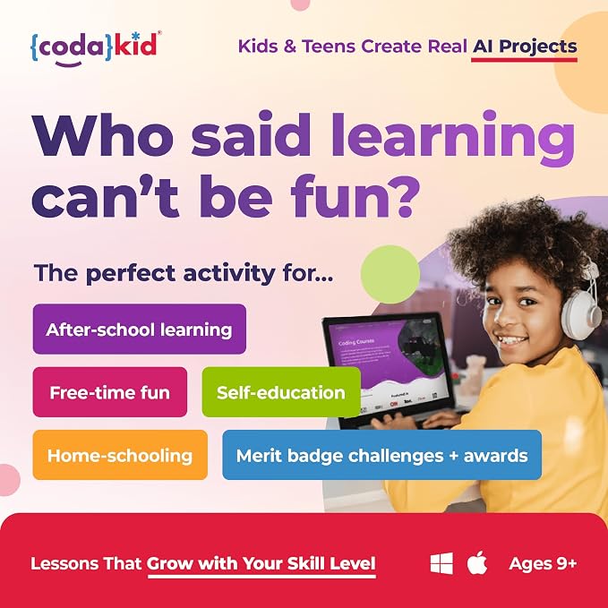 CodaKid AI Coding Courses – Award-Winning STEM Program for Kids & Teens - Learn Artificial Intelligence, Game Design, and Computer Programming with Fun Hands-On Projects and Live Online Mentoring