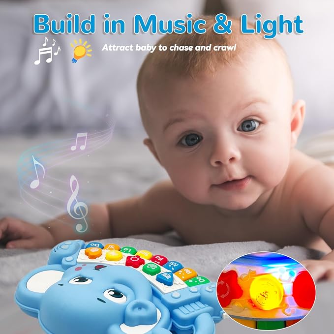 Baby Music Toys for Toddlers, Light Up Music Baby Toys for 18+ Months Early Learning Educational Piano Keyboard Infant Toys Baby Boy Girl Gifts (Elephant)