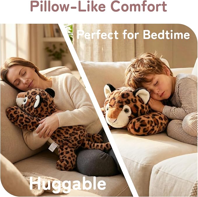 Niuniu Daddy Leopard Weighted Stuffed Animals for Kids & Adults, 25" | 5lb Large Weighted Plushies Pillow for Sleeping and Calming, Cute Lying Toy Huggable Gift for Everyday Comfort