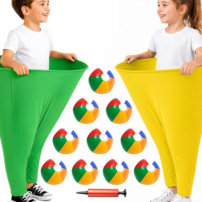 Granny Pants Yard Game, Outdoor Game with Bouncy Ball and Air Pump, Team Relay Family Reunion Party Field Game