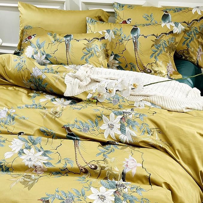 King Size Comforter Set Vintage Garden Floral Comforter Set Fluffy Soft Microfiber Boho Floral Bedding Comforter 3 Pieces Flower Birds Comforter Vintage Botanical Comforter King with 2 Pillowcases