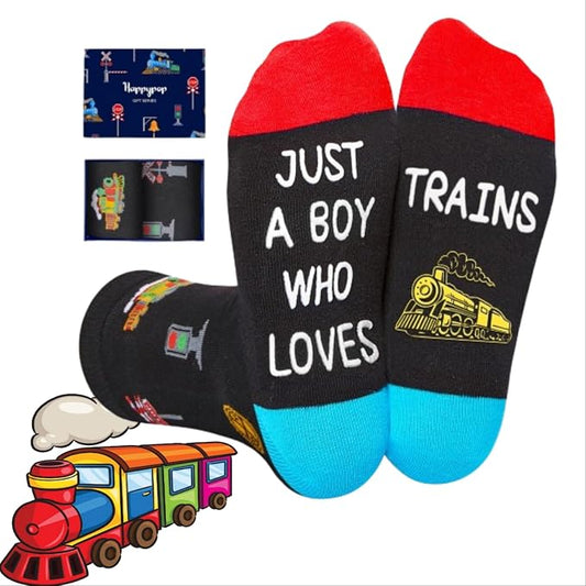 HAPPYPOP Train Gifts for Boys - Train Socks for Trains Lovers, Railroad Gifts for Kids