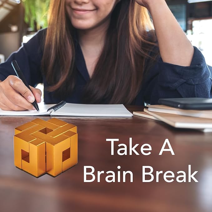 Bits and Pieces Metal Brain Teaser Puzzle - Golden Knot Disentanglement Puzzle, 3D Assembly Puzzles for Adults