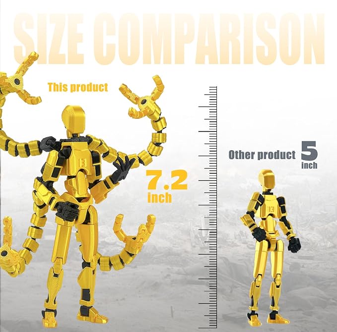 T13 Already Assembled Action Figure Accessories, T13 Multi-Jointed Movable,for Collectors Desktop Decorations t-13 Movability 3D Printed Toys (Yellow, 7.2inch)