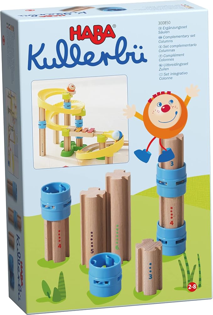 HABA Ball Track Columns Expansion 10 Piece Set - Elevate Your Kullerbu Ball Track Adventure - STEM Toys & Marble Run Building Sets for Kids Ages 2-6