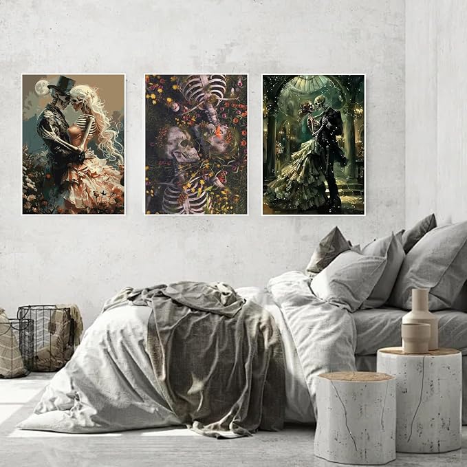 Fairyland JinWenn Paint by Numbers for Adults and Kids Beginner, 3 Pack Skull Painting by Number Kits On Canvas Number Artist Paint by Number Kit DIY Oil Acrylic Paints Home Wall Decor Gift 12x16 inch