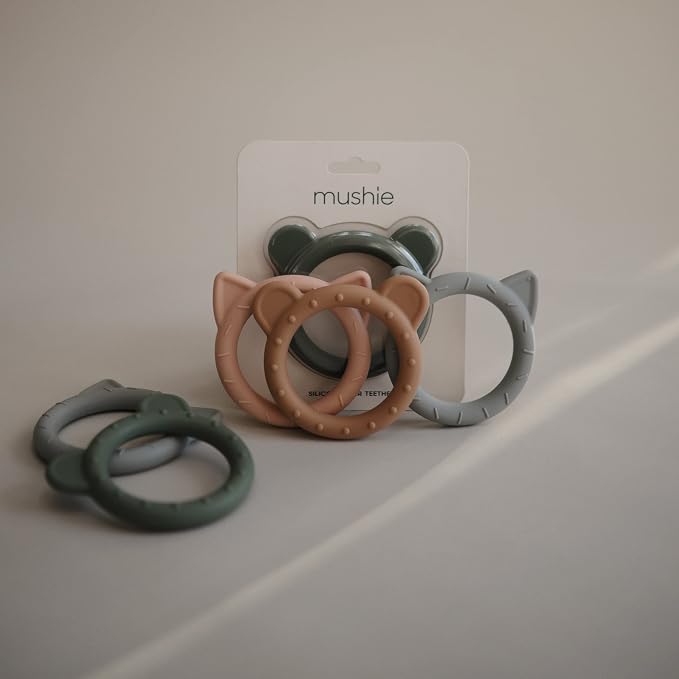 mushie Silicone Baby Teether Toy | Cat (Stone)