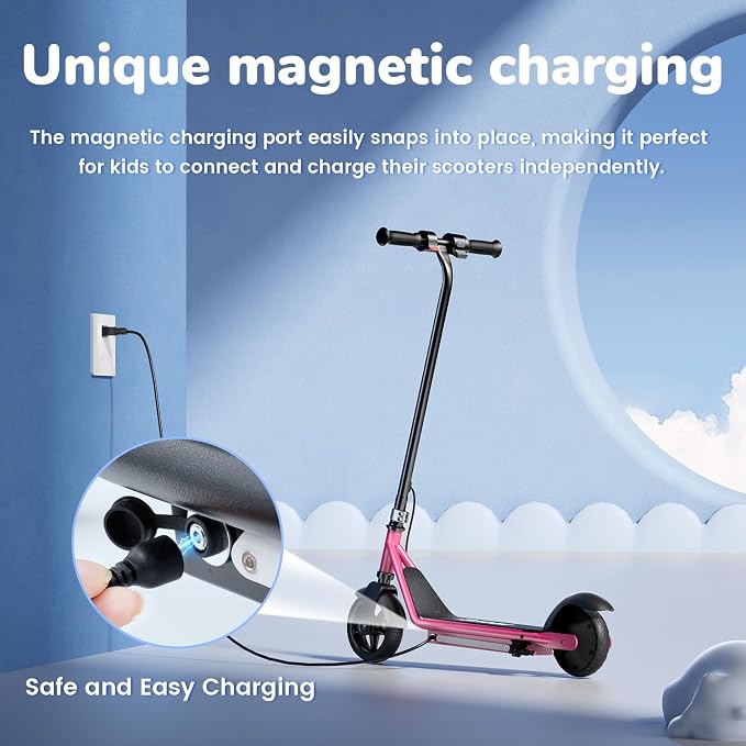 iScooter IK3 Serious Electric Scooter for Kids Aged 6-12, 3/6/10MPH Speed, Dual Brake System, 3 Heights (IK3Pro), Magnetic Charging, Colorful Lights, LED Display, 150W Motor Kids Scooter