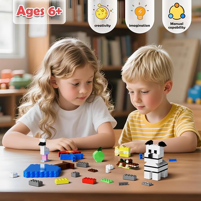 Bulk Building Bricks, Compatible with Lego and All Brands, 8 Sizes and A Variety of Colors to Mix and Match，Random Color (120, White)