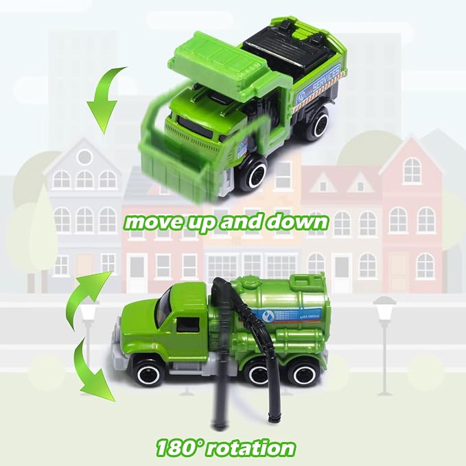 Oriate Sanitation Educational Mini Die-cast Car Model Set 1:64, Sewage Suction Cleaning Car, Garbage Trucks & Other Indoor & Outdoor Toy Car, Christmas, Birthday Easter Gifts for Boys and Girls 3+