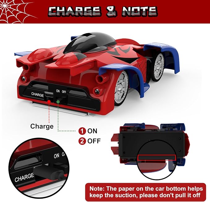 Wall Climbing Remote Control Car, 360° Rotating RC Stunt Car with Headlight, Rechargeable RC Cars Toys for 3 4 5 6 7 8-12 Year Old Boys Girls Kids
