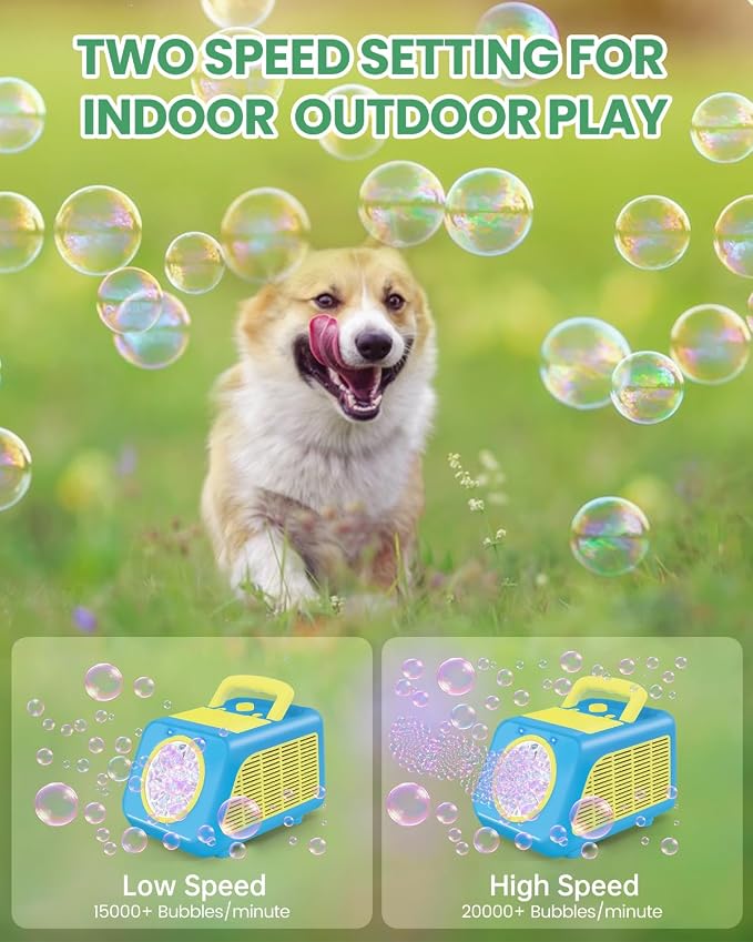 Bubble Machine Automatic Blower for Kids: Bubble Marker for Parties Battery Operated Bubble Machine for Toddlers | 20000+ Bubbles Per Min with 2 Speed Levels - Outdoor Toys for Birthday Wedding