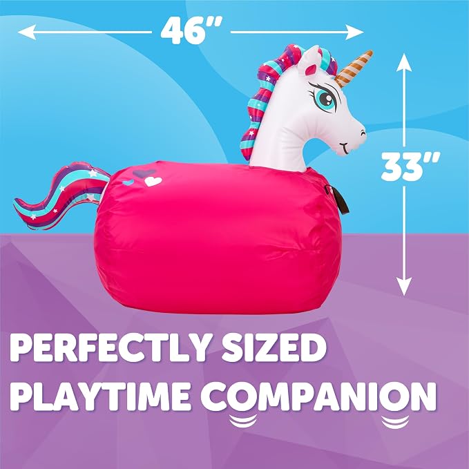Waddle Large Inflatable Bouncy Hopper - Ride On, Indoor, Outdoor Toys, Bouncy Horse, Toys for Girls and Boys, Durable, Unicorn Toys for Girls, Kids, Adult Toys, Up to 250lbs, Ages 5 and Up (Unicorn)