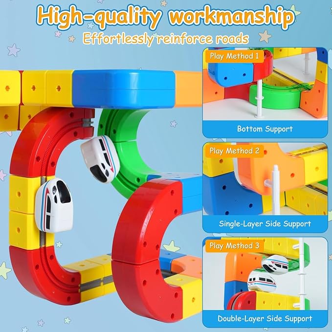 Electric Train Set for Kids Ages 4-8, 3D Infinity Track Building Toys, Cube Track with 360°Anti Gravity Race Track, STEM Learning Gift(80 pcs+2car).